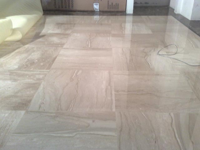 Facing of floors by marble Breccia Sardo, Italy  =>Following