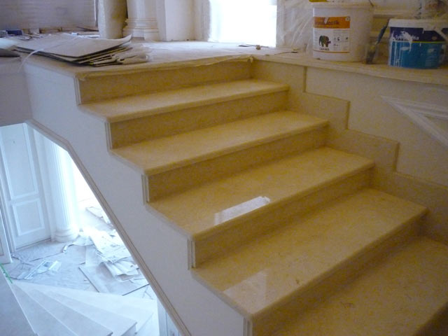 Installation of steps from marble Giallo Anlantida, Egypt  =>Following