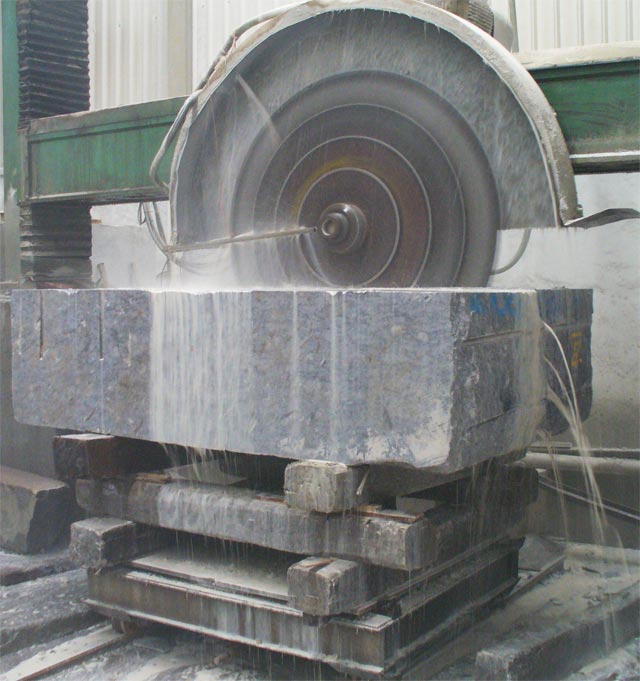 The machine tool for sawing blocks by means of a diamond disk. A granite of a deposit the Vozrozhdenie.  =>Following