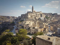 View of the Cathedral of Matera. Built in 1270. The height of the bell tower 52 meters